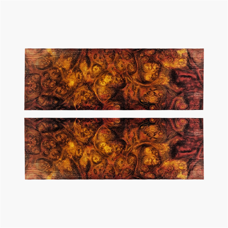 Plaquettes loupe d'amboine stabilisée - ROUGE